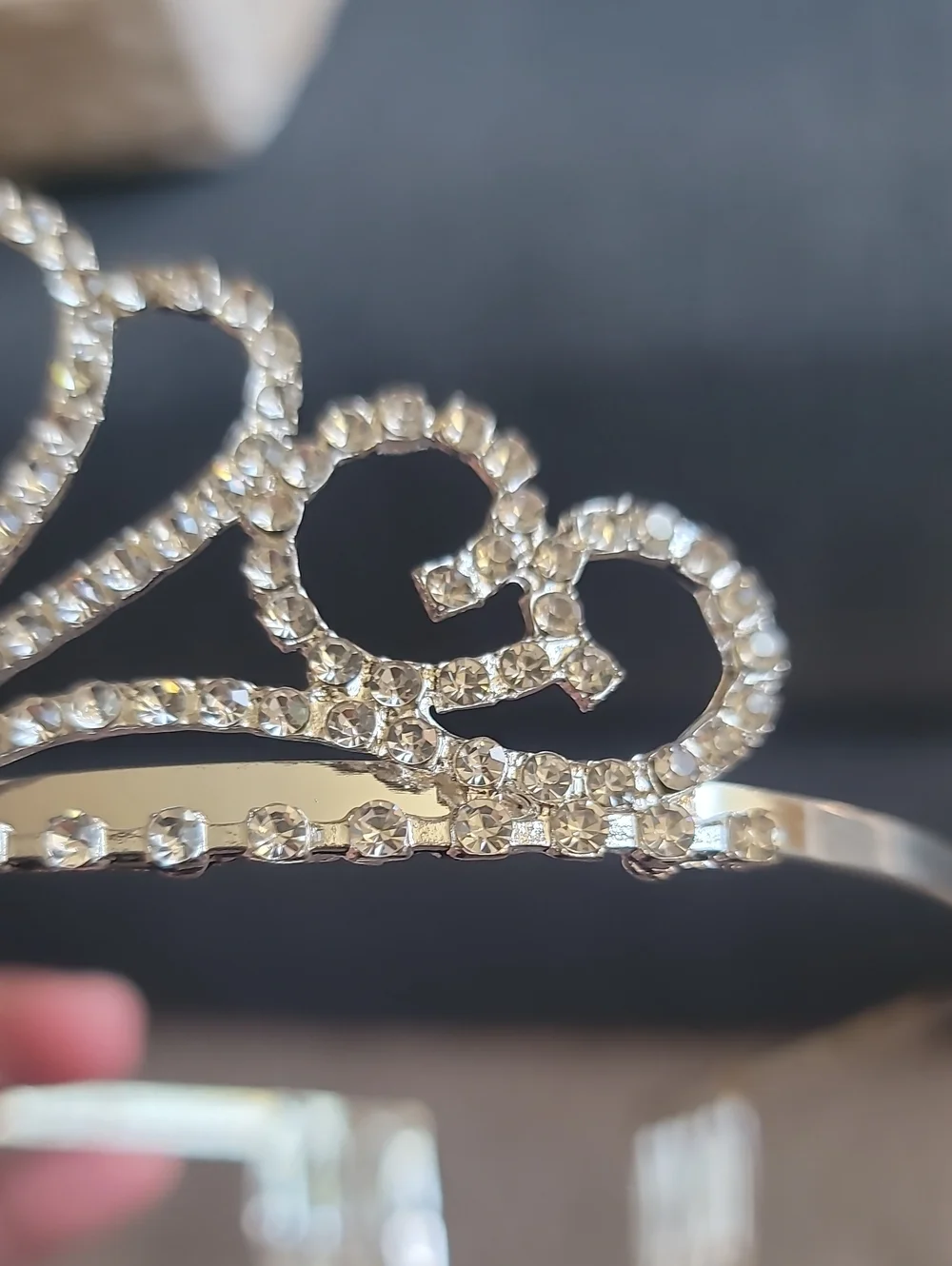 Boutique Silver Crystal Heart Tiara Headband
